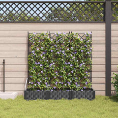 Garden Planter 3 pcs Black 47.24 x 15.75 x 49.41 in Plastic