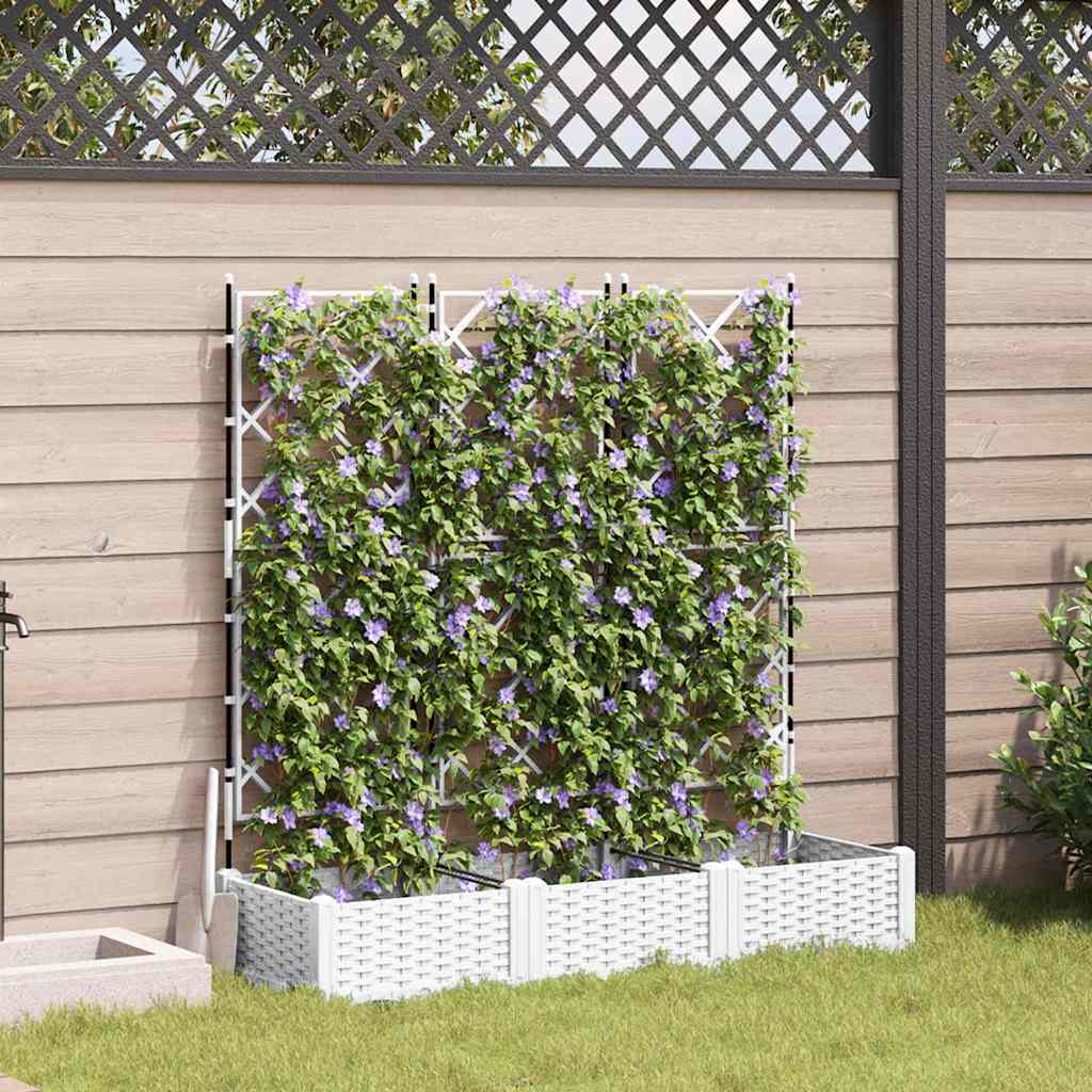 Garden Planter 3 pcs White 47.24 x 15.75 x 49.41 in Plastic