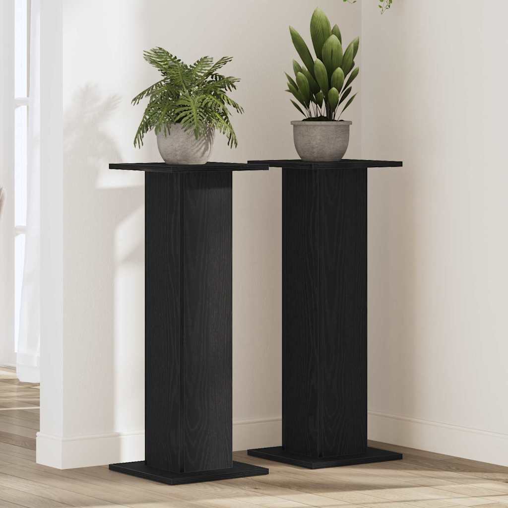 Plant Stand 2 pcs Black Oak 11.81 x 11.81 x 31.50 in