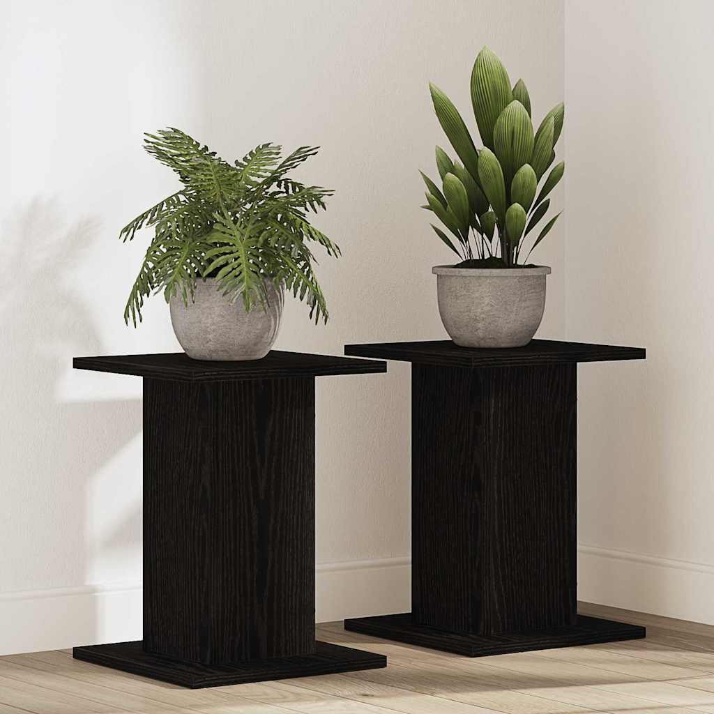 Plant Stand 2 pcs Black Oak 11.81 x 11.81 x 15.75 in