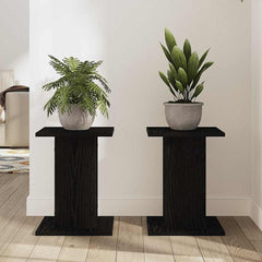 Plant Stand 2 pcs Black Oak 11.81 x 11.81 x 15.75 in
