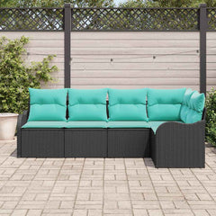Garden Sofa Set Black Poly Rattan