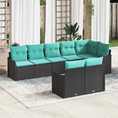 Garden Sofa Set Black Poly Rattan