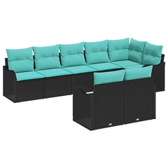 Garden Sofa Set Black Poly Rattan