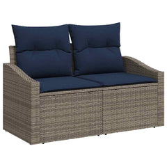 Sofa Set with Cushion 8 pcs Grey Poly Rattan