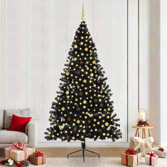 Artificial Pre-lit Christmas Tree with 300 LEDs Black 94.5 PVC