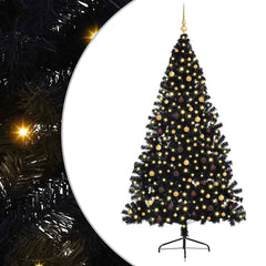 Artificial Pre-lit Christmas Tree with 300 LEDs Black 94.5 PVC