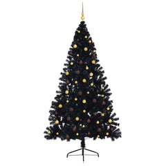 Artificial Pre-lit Christmas Tree with 300 LEDs Black 94.5 PVC