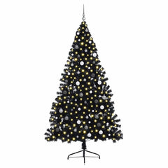 Artificial Pre-lit Christmas Tree with 300 LEDs Black 94.5 PVC