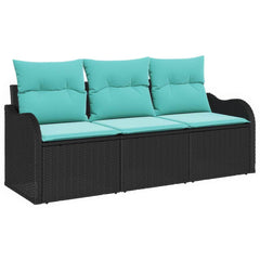 Garden Sofa Set with Storage 3 pcs Black Poly rattan