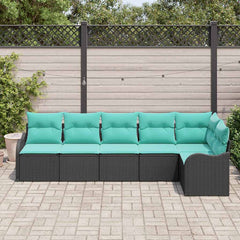 Garden Sofa Set with Storage 6 pcs Black Poly Rattan