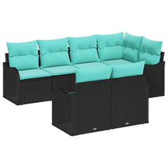 Garden Sofa Set with Storage 7 pcs Black Poly rattan