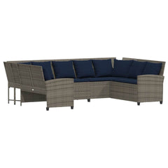Patio Sofa with Cushions Gray Poly Rattan