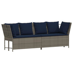 Patio Sofa with Cushions Gray Poly Rattan