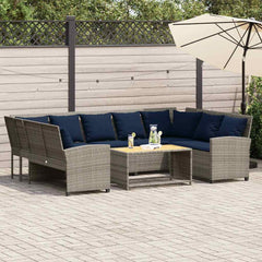 Patio Sofa with Cushions Gray Poly Rattan
