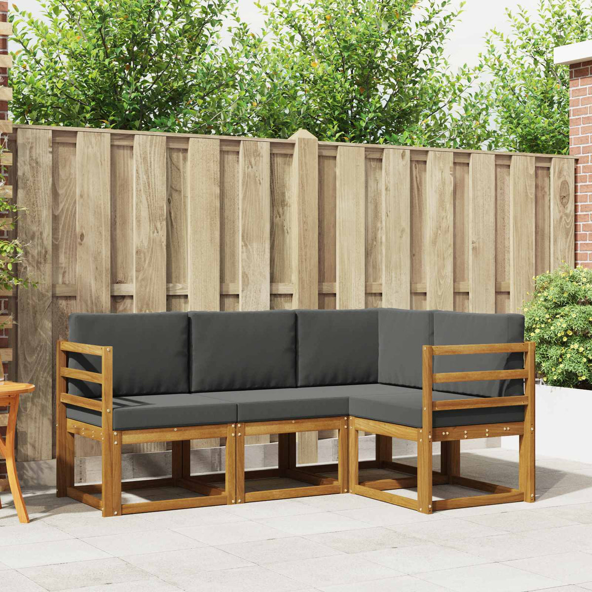 Outdoor Sofa Set with Cushion 4 pcs Natural and Anthracite