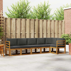 Outdoor Sofa Set with Cushion 6 pcs Natural and Anthracite