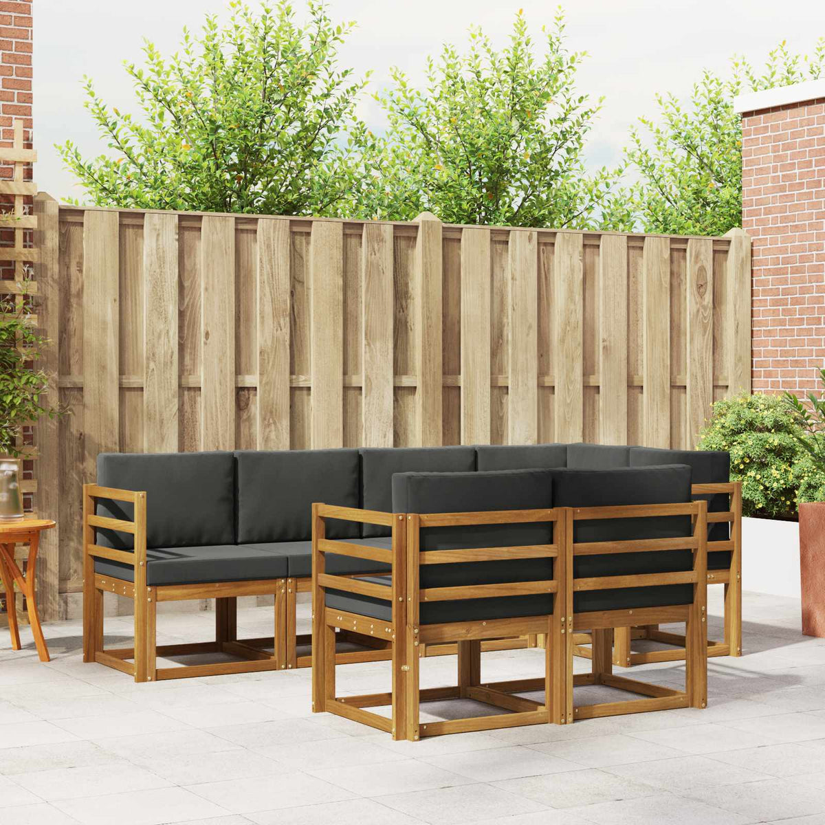 Outdoor Sofa Set with Cushion 7 pcs Natural and Anthracite
