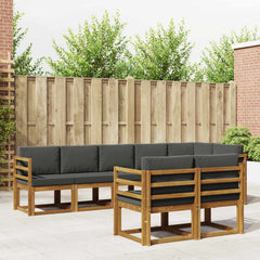 Outdoor Sofa Set with Cushion 8 pcs Natural and Anthracite