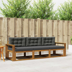 Outdoor Sofa Set with Cushion 3 pcs Natural and Anthracite