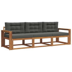 Outdoor Sofa Set with Cushion 3 pcs Natural and Anthracite