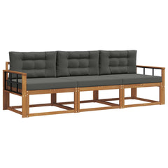 Outdoor Sofa Set with Cushion 3 pcs Natural and Anthracite