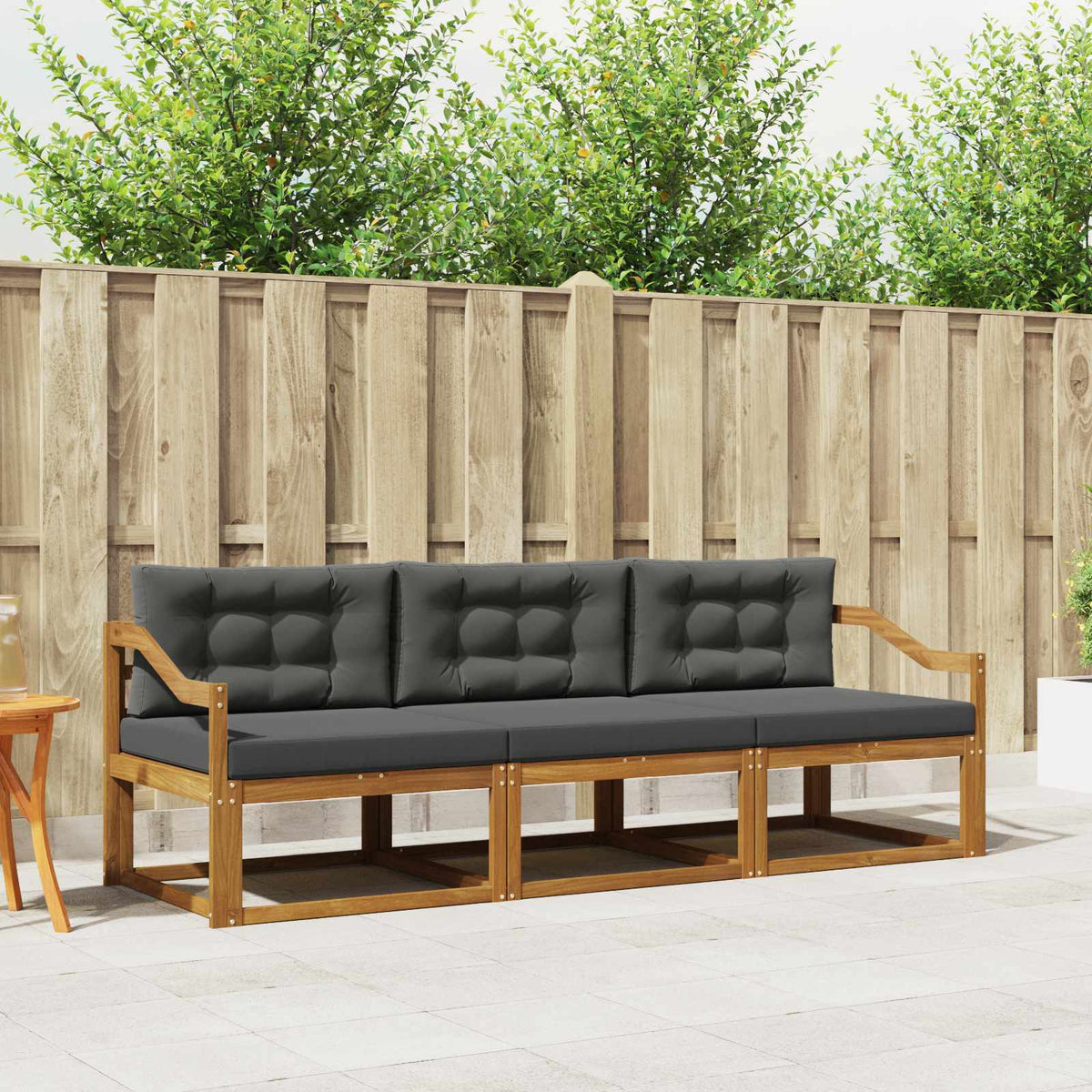 Outdoor Sofa Set with Cushion 3 pcs Natural and Anthracite