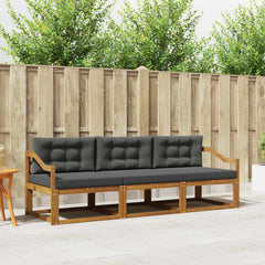 Outdoor Sofa Set with Cushion 3 pcs Natural and Anthracite