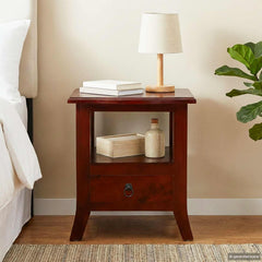Bedside Cabinet with Drawer Brown 15.75 x 15.75 x 17.91 in