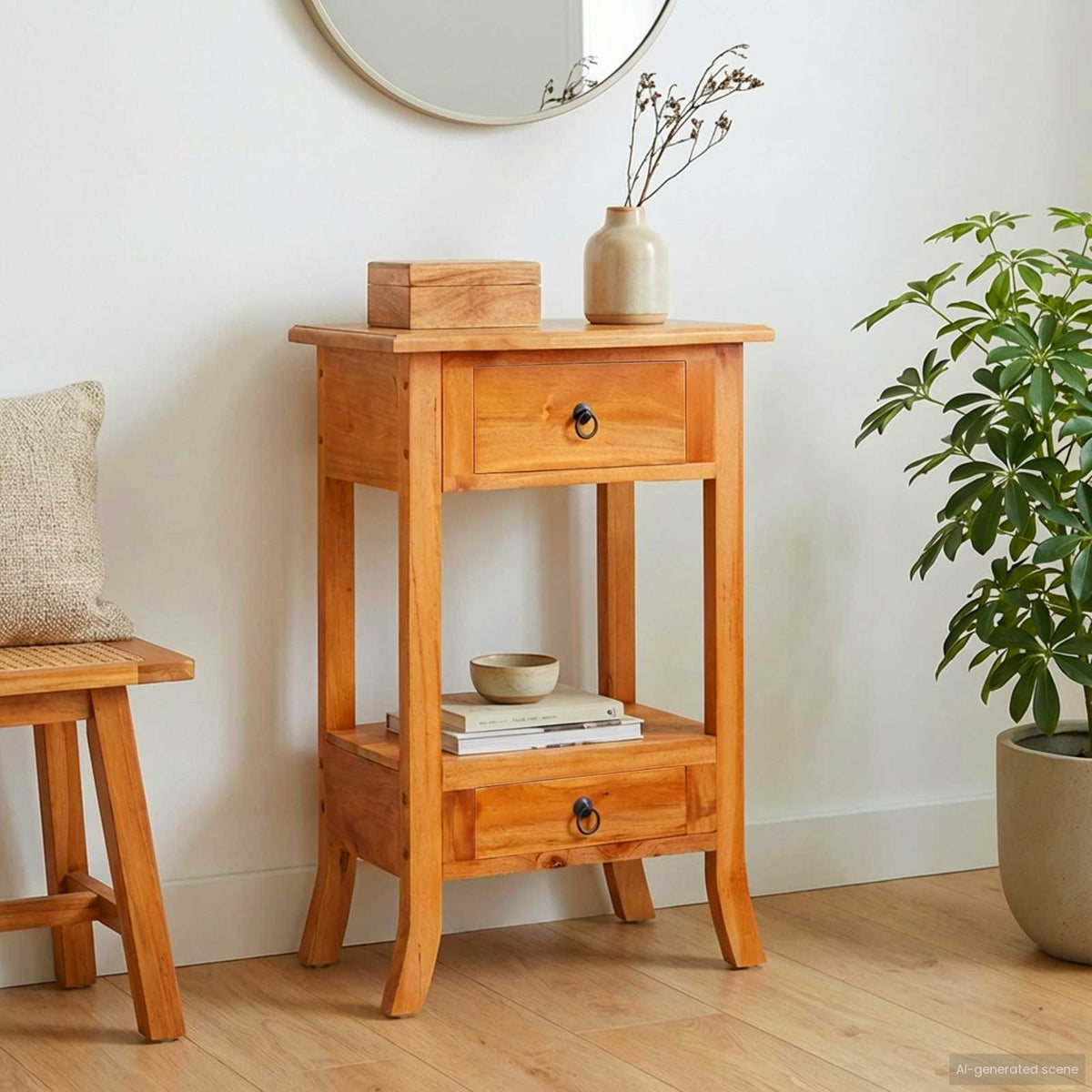 Console Table with Drawer Natural 19.88 x 11.81 x 29.72 in