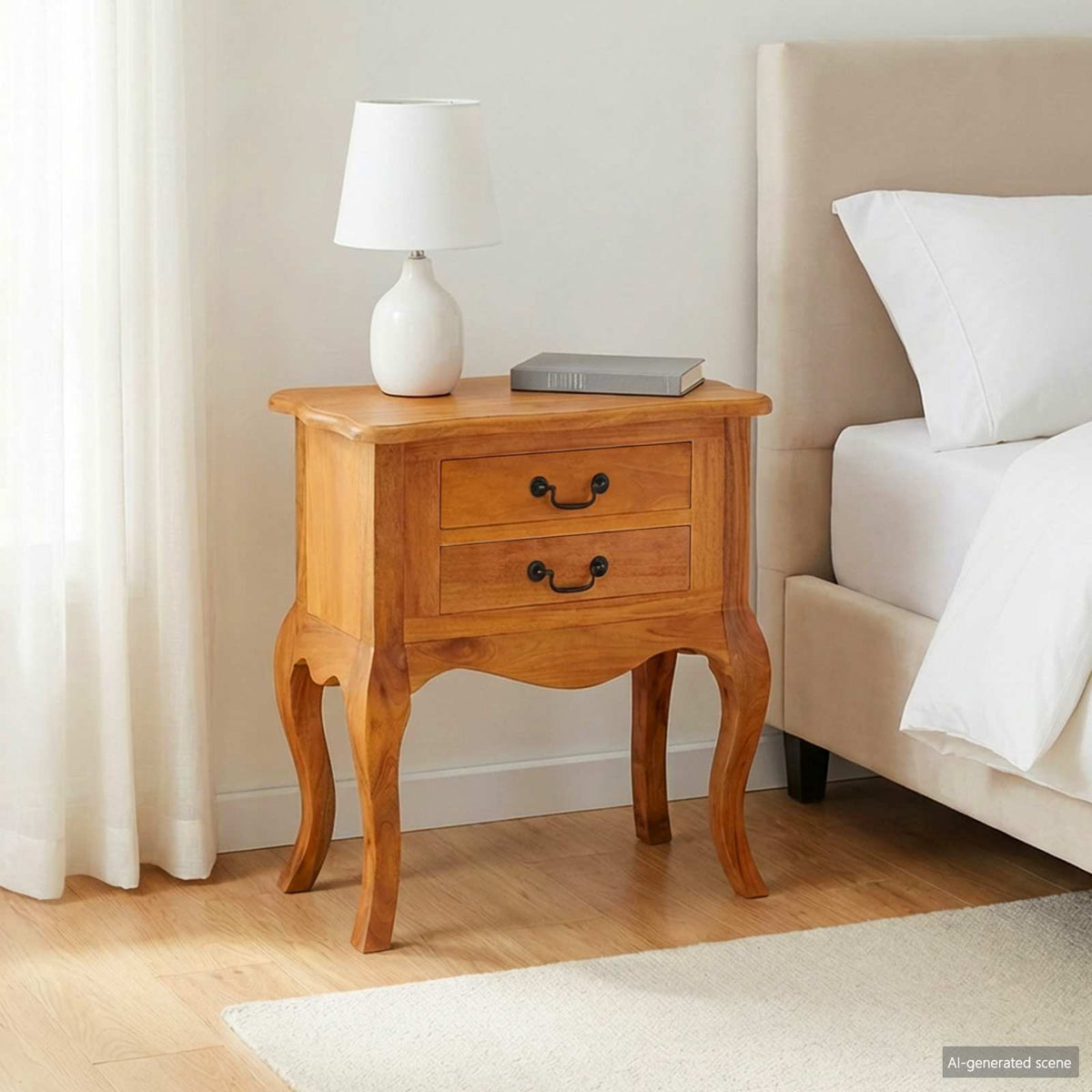 Side Table Natural 23.82 x 11.81 x 24.02 in Solid Mahogany Wood