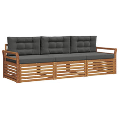 Outdoor Sofa Set with Cushion 3 pcs Natural and Anthracite
