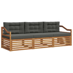 Outdoor Sofa Set with Cushion 3 pcs Natural and Anthracite