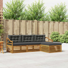 Outdoor Sofa Set with Cushion 4 pcs Natural and Anthracite