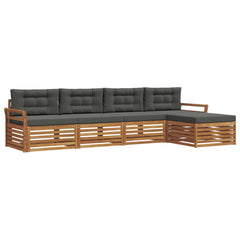 Outdoor Sofa Set with Cushion 5 pcs Natural and Anthracite