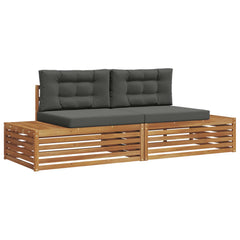 Outdoor Sofa Set with Cushion 2 Piece Natural and Anthracite