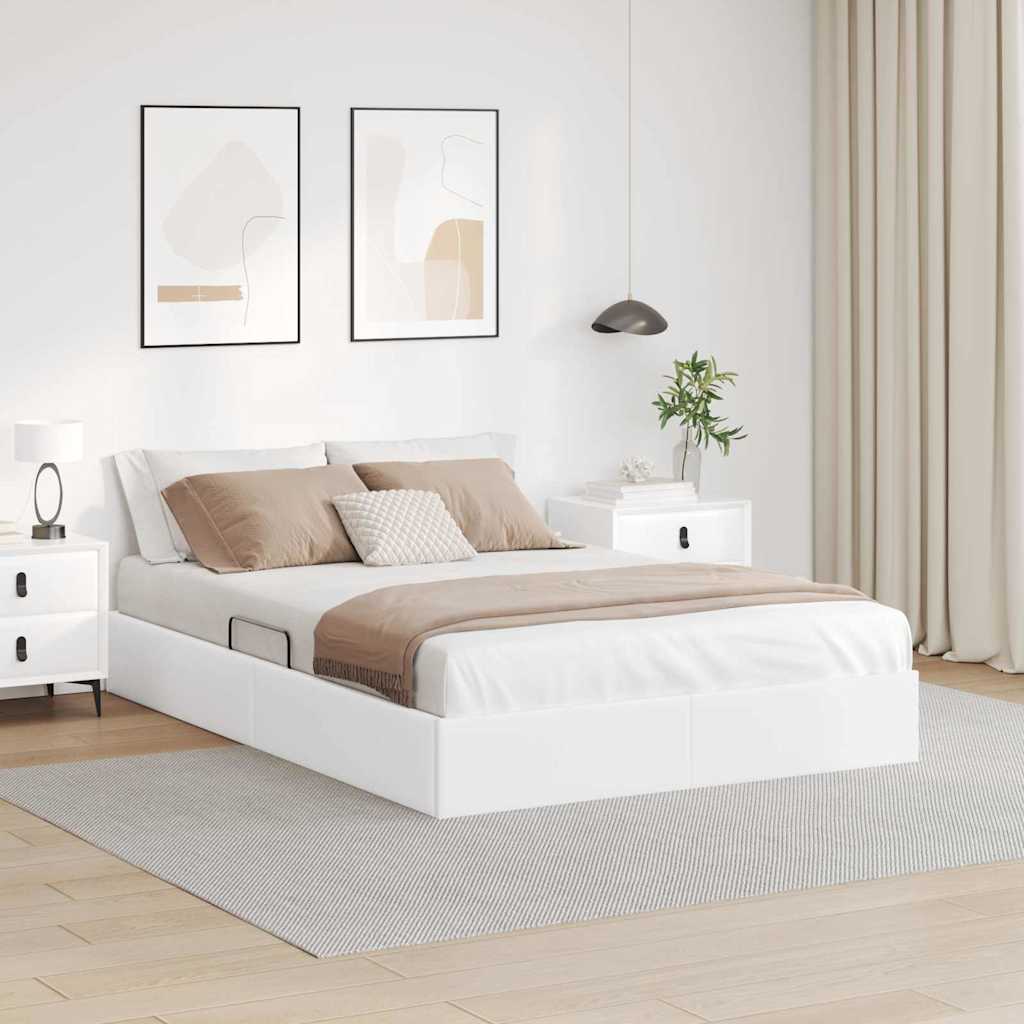 Storage Bed Pure White 53.94 x 74.80 in Faux leather