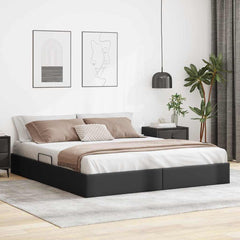 Storage Bed with Mattress Black 75.98 x 79.92 in Faux leather