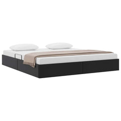 Storage Bed with Mattress Black 75.98 x 79.92 in Faux leather