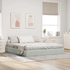 Storage Bed with Mattress Light Grey 72.05 x 83.86 in Velvet
