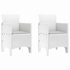 Garden Chair 2 pcs White 20.87 x 19.29 x 33.46 in Polypropylene