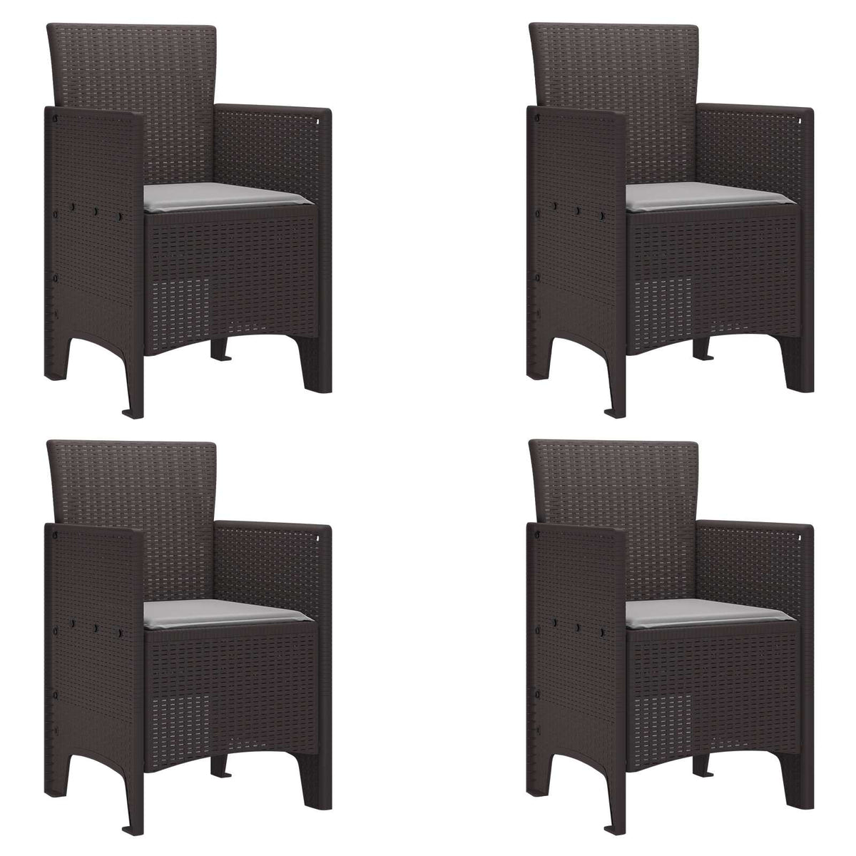 Garden Chair 4 pcs Brown 20.87 x 19.29 x 33.46 in Polypropylene