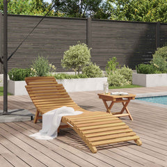 Sun Lounger Brown 77.95 x 21.65 x 23.03 in Solid Teak Wood