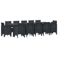 Garden Dining Set with Cushion 13 pcs Anthracite Polyrattan
