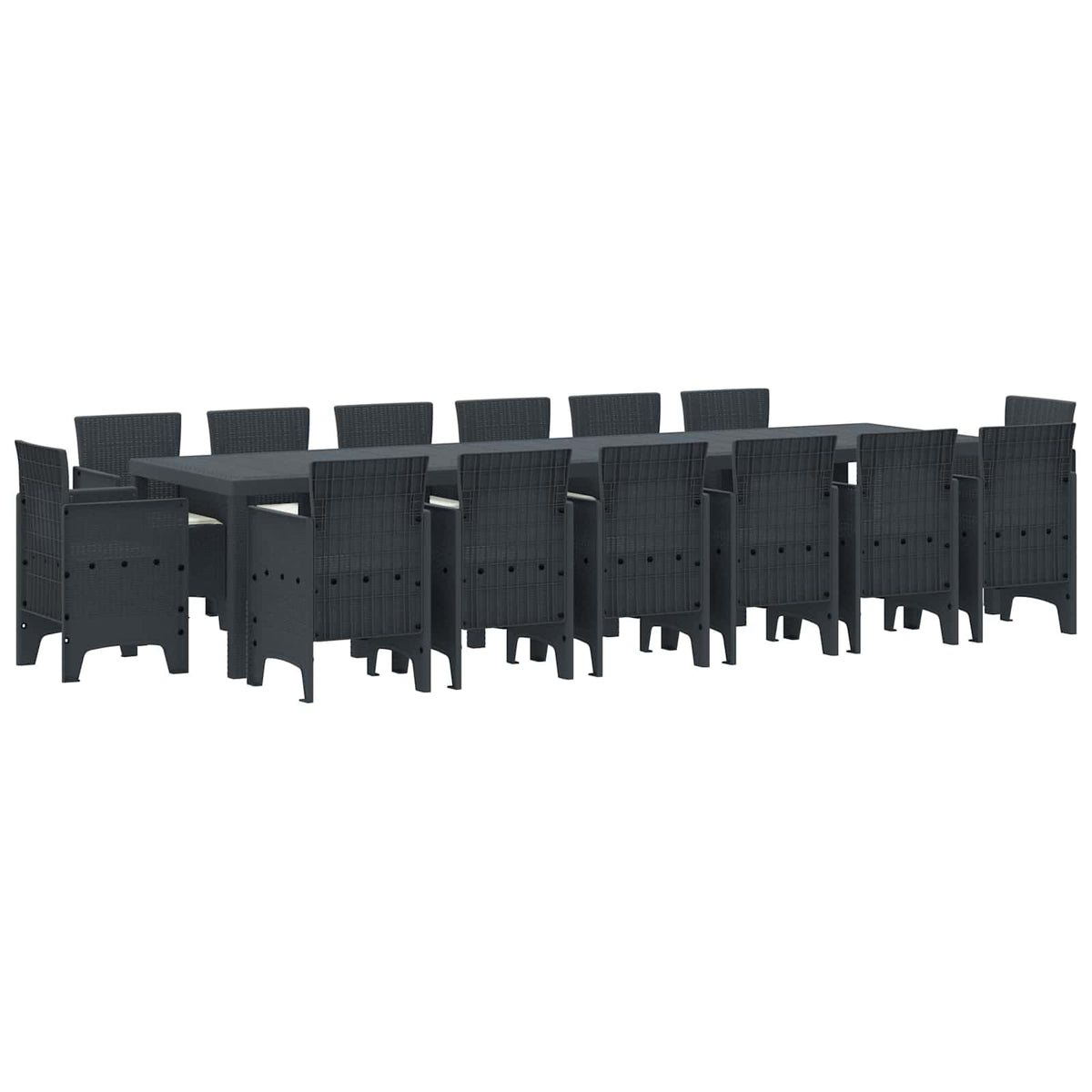 Garden Dining Set 15 pcs Anthracite Polt rattan