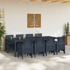 Garden Dining Set 9 pcs Anthracite Polypropylene