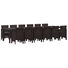 Garden Dining Set 13 pcs Brown Polt rattan