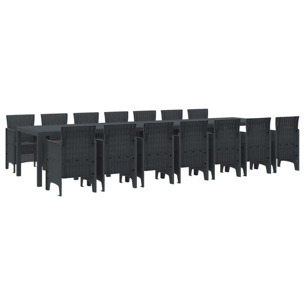 Garden Dining Set with Cushions 15 pcs Anthracite PP