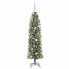 Artificial Slim Christmas Tree Green and White 59.06 in