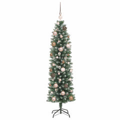 Artificial Slim Christmas Tree Green and White 59.06 in